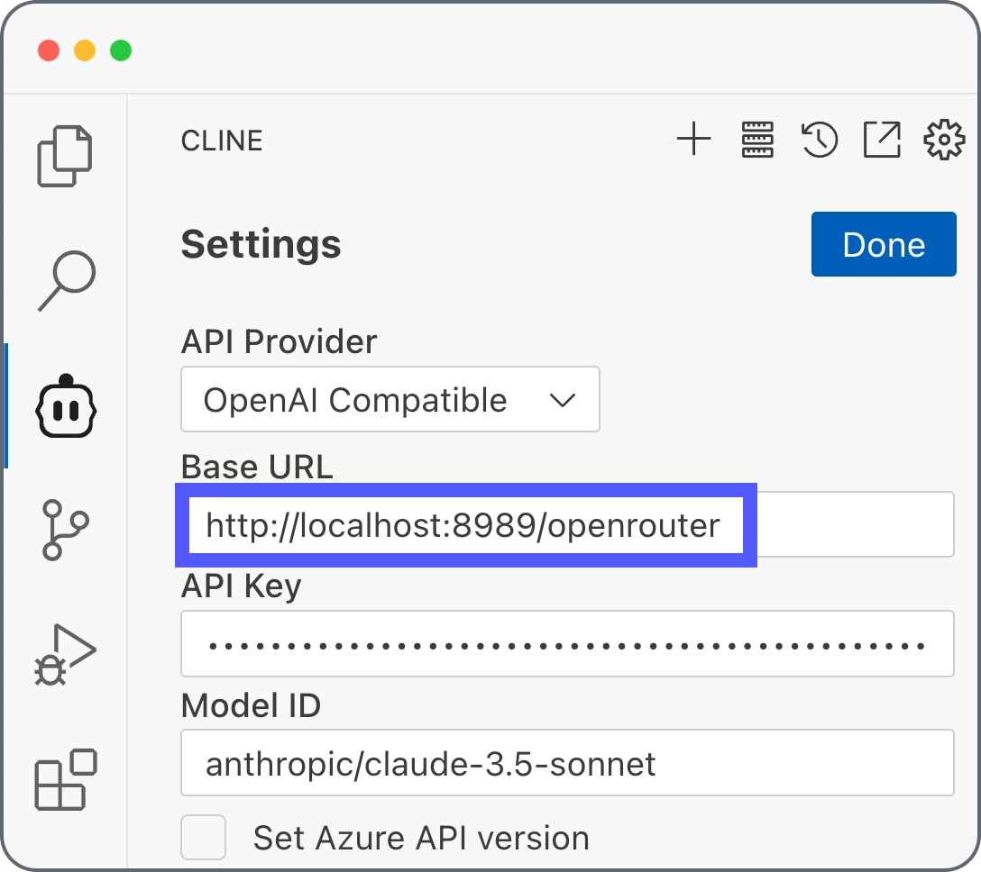 Cline settings for OpenRouter